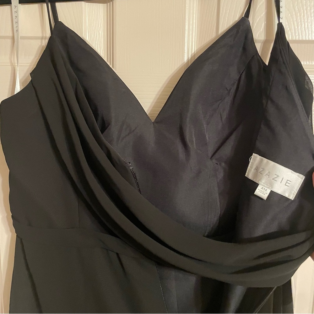 NWT Azazie Candice Black Bridesmaids Dress with Slits - Size 14 - Picture 10 of 13